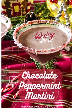 chocolate peppermint martini in a glass on a table