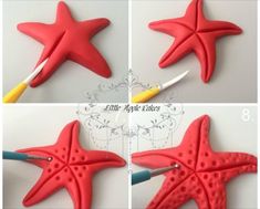 step by step instructions on how to decorate starfish cookies