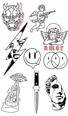 some stickers that are on the back of a sheet with different faces and symbols