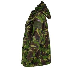 "British army DPM camouflage field parka On the front there are 4 buttoned pockets, as well as 2 zipped chest pockets. The front is fastened with a heavy duty zip and hook and loop tabs for extra insulation. It also features a wired hood, which can be retracted to be tied back. Made from 50% cotton and 50% polyester. Used, but nice serviceable condition. Shipping to United states, Canada, Europe * Economy shipping Shipping time : 7-21 working days or sometime more * Standard shipping with tracki Military Style Hooded Windbreaker For Hunting, Khaki Military Parka For Hunting, Military Style Hooded Hunting Parka, Combat Style Hunting Parka With Pockets, Military Camouflage Hooded Jacket For Outdoor Activities, Military Camouflage Hooded Jacket For Outdoor, Military Style Camouflage Hooded Jacket For Outdoor Activities, Hooded Military Parka For Hunting, Military Style Camouflage Hooded Jacket For Outdoors