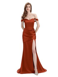 Details Material: soft satin, pongee.Silhouette: MermaidNeckline: Off-the-ShoulderLength: Floor-LengthEmbellishment: Side slit, PleatsStraps: Off The ShoulderSleeve: SleevelessBack Style: Zipper UpFully Lined: YesBuilt-In Bra: NoBoning: NoSize: General, Plus, Pregnant, JuniorModel's Dress Size: US2 Which Bust 33‘’, Waist 26.5'', Hip 36.5'', Height 69'' with shoes on.Size:Since it's mermaid style, so only error is less than 1'' between your real measurements (bust, waist, hip: biggest part of hip Wedding Attendee Dress, Stain Dress, Cheap Bridesmaid Dresses Online, Side Split Dress, Bridesmaid Dresses Uk, Mermaid Bridesmaid, Prom Dresses Long Mermaid, Maid Of Honour Dresses, Elegant Bridesmaid Dresses