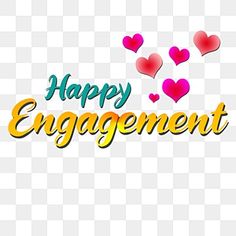 happy engagement text with hearts in the background, valentine's day, love, marriage png and psd