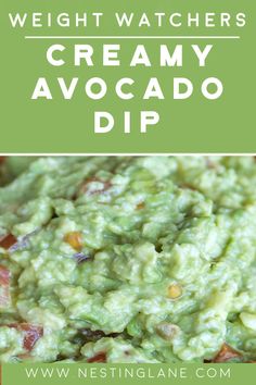 creamy avocado dip recipe with text overlay