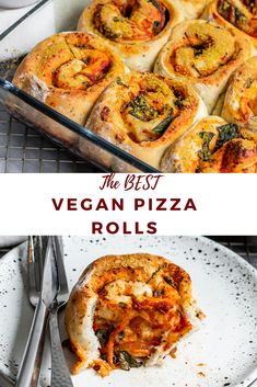 the best vegan pizza rolls on a plate