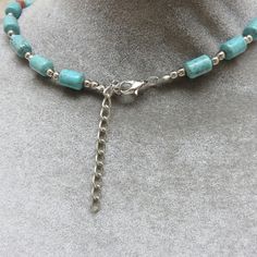 Bohemian Silver Amazonite Necklaces, Silver Amazonite Necklace With Gemstone Beads, Turquoise Amazonite Dangle Jewelry, Bohemian Single Strand Amazonite Jewelry, Bohemian Amazonite Single Strand Jewelry, Turquoise Necklace With Lobster Clasp For Jewelry Making, Turquoise Amazonite Single Strand Jewelry, Adjustable Turquoise Pendant Necklace Nickel Free, Adjustable Nickel-free Turquoise Pendant Necklace