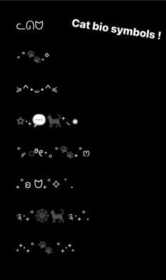 cat bio symbols displayed on a black background