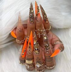 Haiti Nails, Orange Bling Nails, Boogie Nails, Nailart Aesthetic, Aesthetic Fire, Gucci Nails, Eagle Talon, Nail Academy