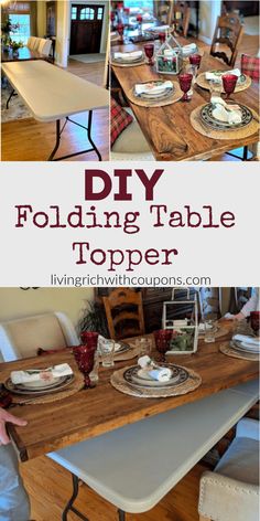 the diy folding table topper is easy to make and looks great for any dining room