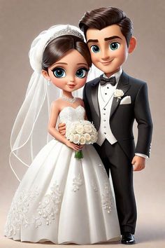 a wedding cake topper with a bride and groom