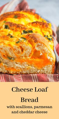 a cheesy loaf bread with scallions, parmesan and cheese