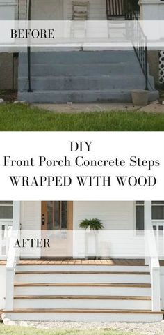 front porch concrete steps with the words diy from porch concrete steps wrapped with wood