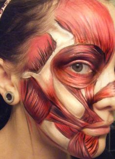 Body paint anatómico de los músculos de la cara muy llamativo Makeup Zombie, Galaxy Makeup, Horror Make-up, Special Fx Makeup, Theatrical Makeup, Drawing Faces, Special Effects Makeup