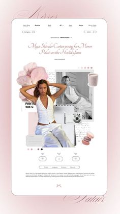 the website is designed to look like a woman in white clothes and pink flowers on her head