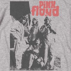 the pink floyd band t - shirt in grey with red print on front and back