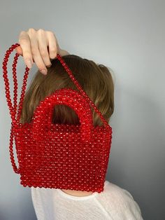 Aesthetic tote bag for woman. Vintage pearl beaded red retro bag that will decorate your Valentine's day.  🔥PROCESSING TIME 3-4 days MATERIAL: Crystal red beads 8mm. With every pearl bag you'll get GIFT 🎁 In addition to the gift, a hand-signed POSTCARD with a message from the purse is attached to the order✉ If this is a present, be sure to write me the name of the recipient✒ More pearl bags: https://www.etsy.com/shop/VitakaJewelry?ref=seller-platform-mcnav&section_id=29560344 Please be aware that some countries impose customs fees and taxes for packages that enter your country.  These fees are kept by your government and outside of your purchase with me. *If you are running out of time, use FAST DELIVERY. Write me directly please. Large Capacity Evening Shoulder Bag As Gift, Large Capacity Shoulder Evening Bag As Gift, Large Capacity Shoulder Evening Bag, Rectangular Evening Bag With Large Capacity For Gift, Valentine's Day Large Capacity Rectangular Shoulder Bag, Trendy Square Evening Bag For Gift, Trendy Square Evening Bag As Gift, Trendy Handheld Box Bag Gift, Trendy Double Handle Box Bag For Gift