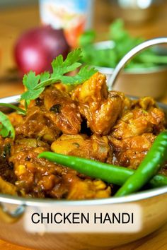 chicken and green beans in a bowl on a table