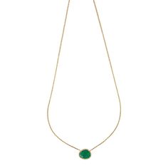 This is part of Chairish’s Fine Jewelry assortment.  If you are looking for a little bit of color to make you happy, this is your necklace. A perfect size emerald for every day that you won't want to take off. We like to layer ours with the sapphire crescent pendant of the oval link chain with diamond connector clasp.  14K Gold; .08 CT Diamonds; 2.35 Ct Emerald; 16 - 18 inches Green Pendant Necklace With Bezel Setting, Elegant Emerald Necklace With Cable Chain, Elegant Emerald Necklace With Cable Chain As Gift, Green Cable Chain Necklace For Gift, Single Strand Emerald Necklace Gift, Round Single Strand Emerald Necklace Gift, Green Emerald Pendant Necklace With Bezel Setting, Green Necklace With Bezel Setting And Round Pendant, Green Round Pendant Necklace With Bezel Setting