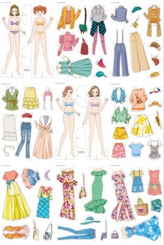 the paper doll is showing different types of clothes