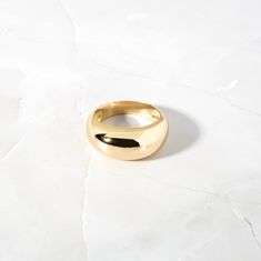 Everyday Dome Ring With Thick Band And Polished Finish, Tarnish-resistant 14k Gold Dome Ring, 14k Gold Tarnish-resistant Dome Ring, Gold Tarnish-resistant Dome Ring, Adjustable Tarnish-resistant Gold Dome Ring, Rings Thick, Layering Diamond Necklaces, Gold Dome Ring, Minimal Ring