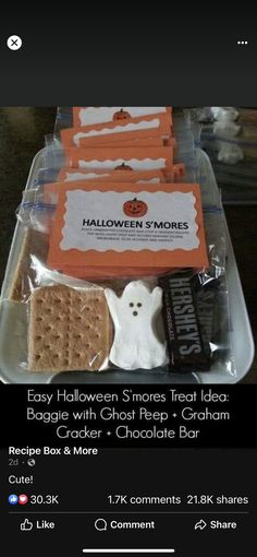 an image of halloween treats in a plastic container on the webpage for shoppers