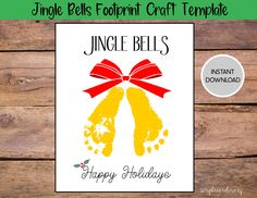 a christmas card with an image of two feet and the words jungle bells on it