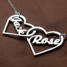 Style: Name Necklace/Love Necklace Thickness: 1.2mm/0.047" Hook: Double Hooks Height of Heart: 30mm X 28mm/1.18"X1.1" Height of name: 5mm~10mm/0.19"~0.39" Material: 925 Silver Style: Name Necklace/Love Necklace Thickness: 1.2mm/0.047" Hook: Double Hooks Height of Heart: 30mm X 28mm/1.18"X1.1" Height of name: 5mm~10mm/0.19"~0.39" Material: 925 Silver Valentines Day Gifts - Double Heart Love Necklace With Names Silver - The Personalized Silver Double Heart Necklace can be given as a symbol of your Intertwined Hearts, Silver Bridesmaid, Sterling Silver Name Necklace, Engraved Engagement Ring, Double Heart Necklace, Infinity Jewelry, Fingerprint Jewelry, Necklace Love, Monogram Ring