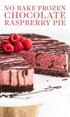 no - bake frozen chocolate raspberry pie