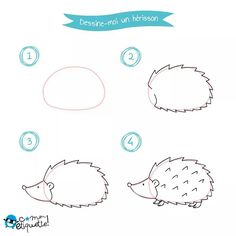 how to draw a hedgehog step by step with pictures for kids and beginners