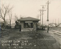 an old black and white photo of a country club line north from 75th st