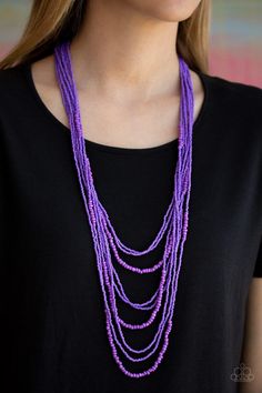 T otally Tonga Purple  Necklace-Jewelry by Bretta Item #P2SE-PRXX-175XX   Varying in size, row after row of vivacious purple seed beads cascade down the chest, creating summery layers. Features an adjustable clasp closure.   Sold as one individual necklace. Includes one pair of matching earrings.   Ordered 5/5/2020 Orange Necklace, Rose Gold Frame, Purple Gems, Purple Necklace, Heart Frame, Ball Necklace, Paparazzi Accessories, Tonga, Seed Bead Necklace