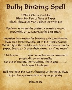 Spell To Stop A Bully, Bully Spell, Karma Spells, Witchy Rituals, Spell Chants, Karma Spell, Witchy Spells, Binding Spell, Candle Magic Spells