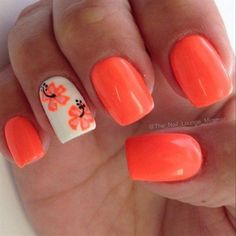 Orangered, the color for the sun, tropical flowers and warm Spring. Nail Art Orange, Fails Videos, Floral Nail Designs, Nagel Tips, Flower Nail Designs, Flower Nail Art, Orange Nails, Art Flowers, Nail Art Summer