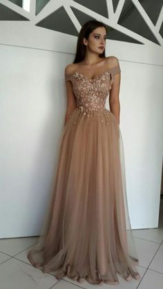 MC056,Champagne off the shoulder tulle prom dresses,beaded sheath long prom evening dress · More Cheer Dress · Online Store Powered by Storenvy Brown Prom Dresses, Lace Evening Gowns, Prom Dresses For Teens, Custom Size Dresses, فستان سهرة, Sweet 16 Dresses, Tulle Prom Dress, Dress Prom, Dresses For Teens