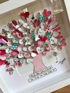 a tree made out of buttons in a frame