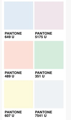 pantone's color chart with the names and colors for each type of paint