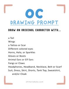 a poster with the words drawing prompt written on it