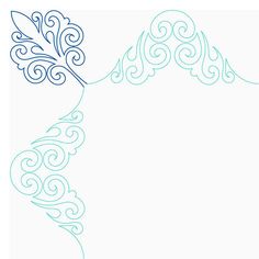 a blue and white border with swirls on it, in the shape of a flower