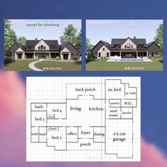 the floor plan for this house is shown in two different views, and shows how it would