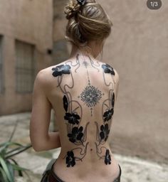 the back of a woman with tattoos on her body