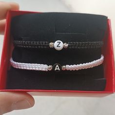 Matching Bracelets For Couples, Bracelets For Couples, Bracelets For Boyfriend, Personalized Matches, Beading Jewelery, Bf Gf, Couple Bracelets, Initial Bracelet, Gold Initial