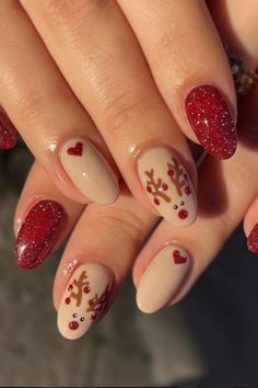 Kutek Disney, Red Christmas Nails, Nagel Tips