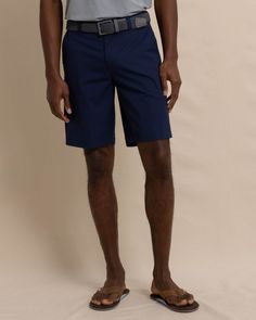 The front view of the Southern Tide brrr die 10 Short by Southern Tide - True Navy Golf Athletic Shorts With Built-in Liner, Golf Bottoms With Built-in Shorts And 4-way Stretch, 4-way Stretch Golf Shorts For Summer, Summer Golf Shorts With 4-way Stretch, Summer Golf Bottoms Short Length, Summer Golf Bottoms Short, Summer Golf Bottoms In Short Style, Summer Golf Shorts, Essential Shorts