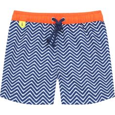 MENO boy's swim shorts, eco-designed from recycled polyester fibres, elasticated waistband tightened with a drawstring to adjust to the child's size. Details: Side slits for comfort To match with the Anti-UV SPF 50+ t-shirt Two side pockets from size 8 High quality fabric and mesh for quick drying Fluorescent buckle, emblematic of the brand Exclusive print The little extra: A navy blue pouch is offered to store your wet swimsuit | Gili's | Meno Fluorescent Waist Print Toddler Swim Trunk, (Blue O Kids Swim Trunks, Toddler Swim, Boys Swim Shorts, Kids Swim, Boys Swim, Boy Accessories, Swimwear Brands, Printed Swim, Buy Buy Baby