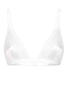 Dolce & Gabbana lace-trimmed Triangle Bra - Farfetch Bra Png, Bra Items, White Bra, Triangle Bra, White Satin, Dolce & Gabbana, Sheer Lace, Lace Trim, Spaghetti Strap