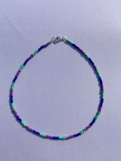 Cute, cool tone, seed bead choker! Sead Beads Diy Jewelry, Trendy Blue Choker With Colorful Beads, Purple Beaded Choker For Festivals, Trendy Blue Beaded Choker, Casual Turquoise Beaded Necklaces With Tiny Beads, Adjustable Beaded Purple Choker, Adjustable Purple Beaded Choker, Summer Purple Beaded Necklaces With Colorful Beads, Trendy Blue Choker With Tiny Beads