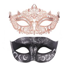 PRICES MAY VARY. Material: one mask made of light weight Eco-friendly metal alloy ,the other mask made of Plastic.No flaking of paint, no messy excess glue residue, and no discoloration.Package Includes: 2 masks Size: The Metal mask is approx (W*H)18*10CM/7.1''*3.9'' ,The Plastic mask is approx (W*H)17*10CM/6.7*3.9'' ,One size fits all, for man and women This Venetian style metal mask:Well-made with intricate design, sexy and mysterious.Very light weight to wear,Stand out with our amazing colors Masquerade Couple, Venetian Costume, Mardi Gras Ball, Couples Masquerade Masks, Prom Costume, Venetian Masquerade Masks, Plastic Mask, Halloween Ball, Metal Mask