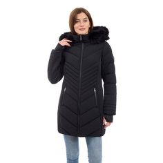 Stay warm in style with this Women's London Fog Faux Fur Trimmed Hooded Puffer Jacket. Click on this WOMEN'S GUIDE to find the perfect fit and more! Stay warm in style with this Women's London Fog Faux Fur Trimmed Hooded Puffer Jacket. Click on this WOMEN'S GUIDE to find the perfect fit and more! FEATURES Stand collar Stretch insets Woven construction 2 pockets Removable hood with faux-fur trim Zipper front Thumb holes at cuffs Fully linedFIT & SIZING Regular fit 34-in. length from shoulder to h Winter Down Outerwear With Faux Fur Lining, Fitted Hooded Parka With Faux Fur Trim, Faux Fur Trim Down Outerwear For Cold Weather, Fitted Winter Parka With Faux Fur Trim, Winter Down Outerwear With Faux Fur Trim, Winter Outerwear With Faux Fur Trim And Down, Cold Weather Outerwear With Faux Fur Trim, Down Outerwear With Faux Fur Trim For Cold Weather, Fitted Hooded Outerwear With Faux Fur Trim