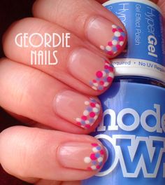 Dotted French Gel Nails Ideas, Fingernail Designs, Dots Nails, I Love Nails, Cute Nail Designs, Creative Nails