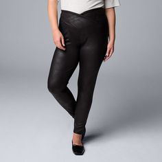 Add a touch of edge to any ensemble with these women's plus size faux leather crossover leggings from Simply Vera Vera Wang. Add a touch of edge to any ensemble with these women's plus size faux leather crossover leggings from Simply Vera Vera Wang. FEATURES Crossover waistband 26.5-in. inseam Faux leather constructionFABRIC & CARE Polyester, spandex Machine wash Imported Size: 2X. Color: Black. Gender: female. Age Group: adult. Crossover Leggings, Simply Vera Wang, Simply Vera, Faux Leather Leggings, Leather Leggings, Vera Wang, Crossover, Polyester Spandex, Gender Female