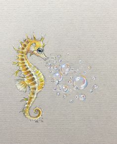 an image of a seahorse with bubbles on it